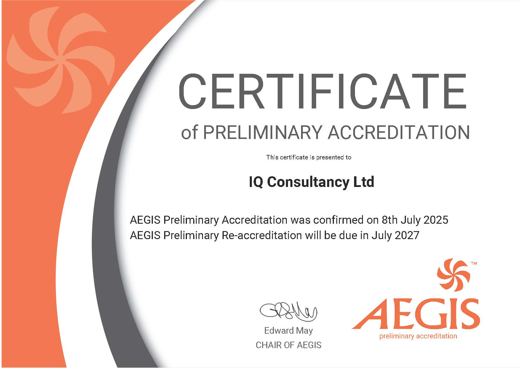 Preliminary Certificate
